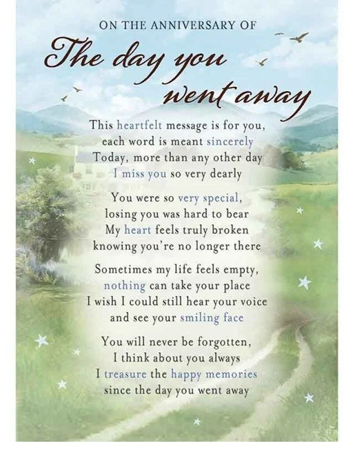 The Day You Went Away Graveside Memorial Verse Card Keepsake Remembrance