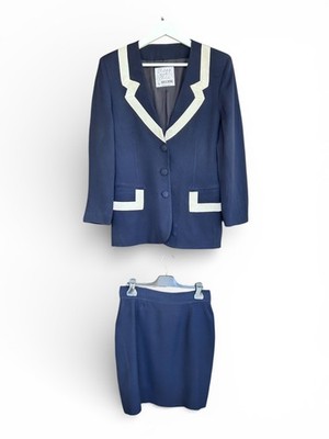 Vintage 90s MOSCHINO Cheap & Chic Rock Suit Navy Cream THE NANNY Fran Fine IT44