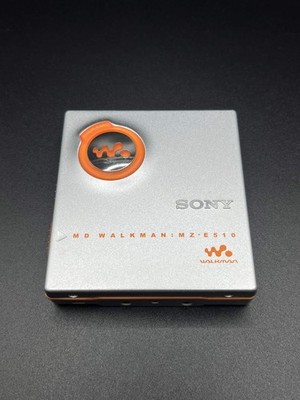 Sony MZ-E510 Portable Minidisc Player MD Walkman Silver Orange - Working