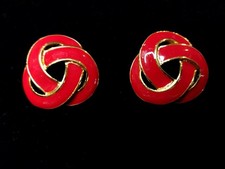 Vtg Napier Red Knot Chunk Retro Signed Enamel...