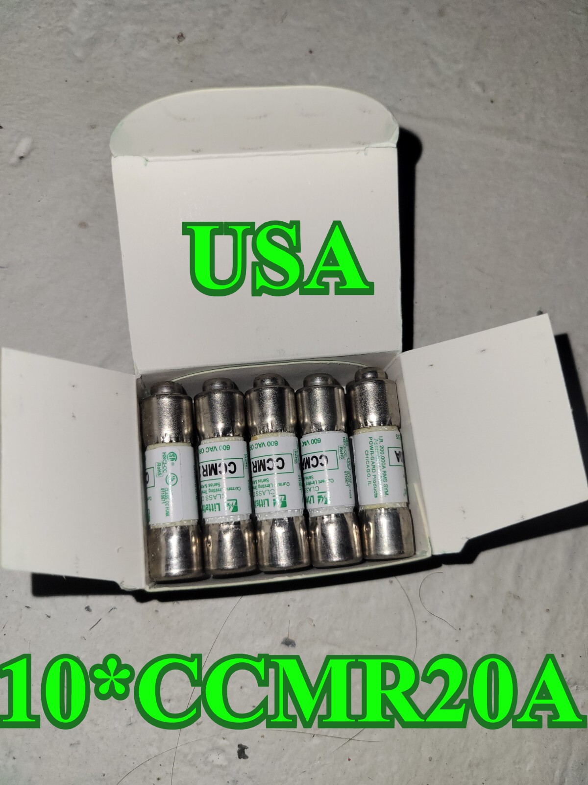 10*in box CCMR-20 Littelfuse 20 Amp 600V Time Delay Fuse CCMR020 "LOT OF 10" USA