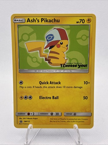 2017 Pokemon Sun & Moon Black Star Promo I Choose You! #SM112 Ash's Pikachu LP