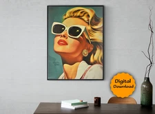Digital Image Wall art Beautiful Woman with Goggle for living and bed room C-7