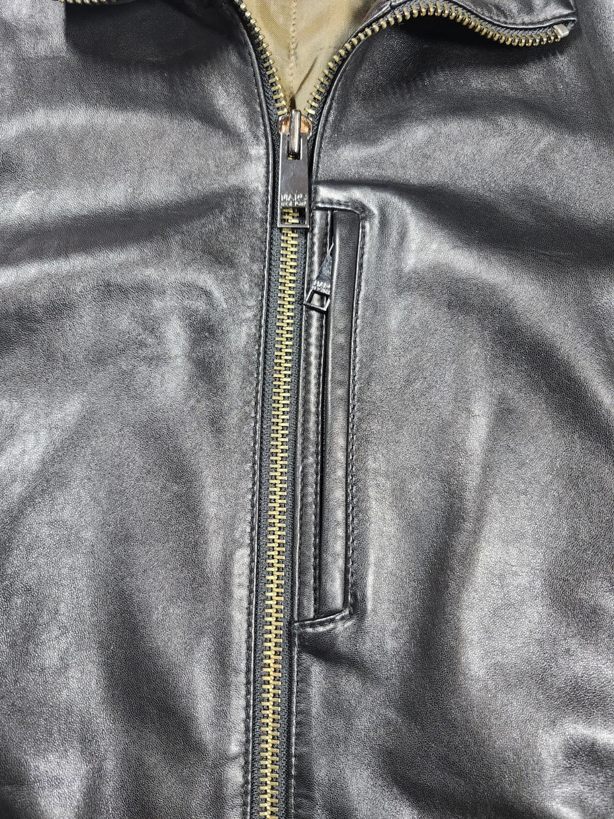 Marc New York Andrew Marc Black Leather Jacket Men M Medium Zip Quilt Lined - product detail image 3