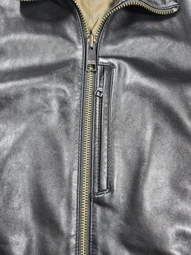 Marc New York Andrew Marc Black Leather Jacket Men M Medium Zip Quilt Lined image 3