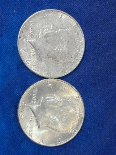 1964 Kennedy Half Dollar Silver Coins 0.9 Fineness (2 Pieces)