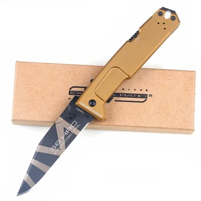 WALTHER Taschenmesser Edelstahl Italien Neu N690 Gold Outdoor Messer Klappmesser Knife