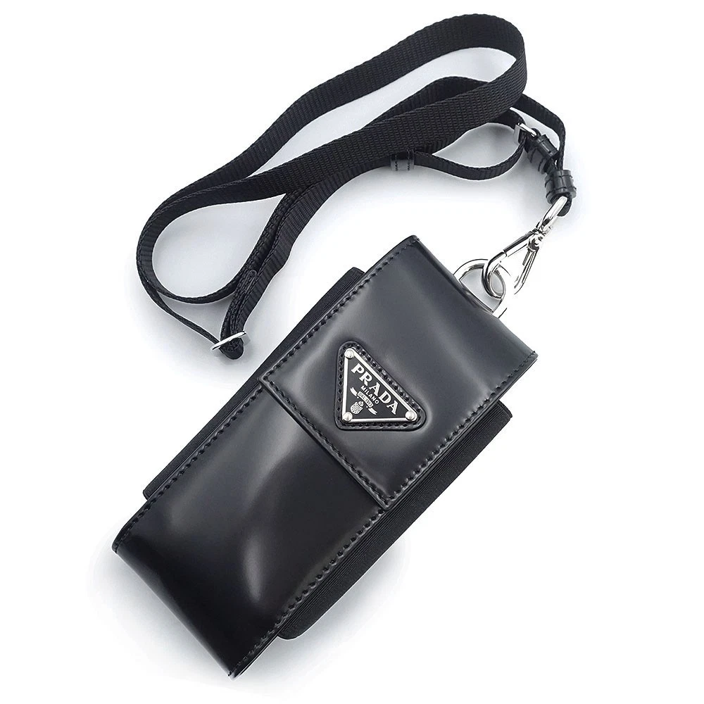 PRADA 2ZT036 Triangle Plate SPAZZOLATO (Brushed Leather) , Nero Case