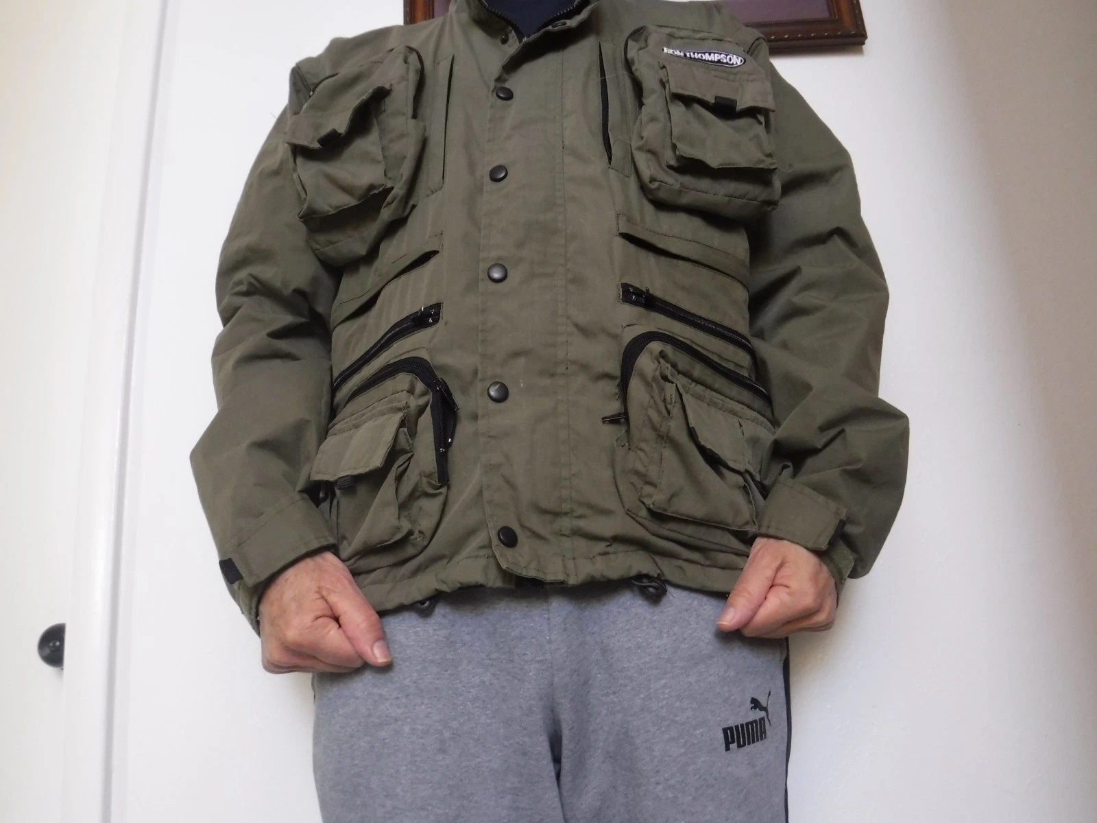 Ron Thompson XL Fishing Coat Jacket Vest Multi Pocket Hood Removable Sleeves