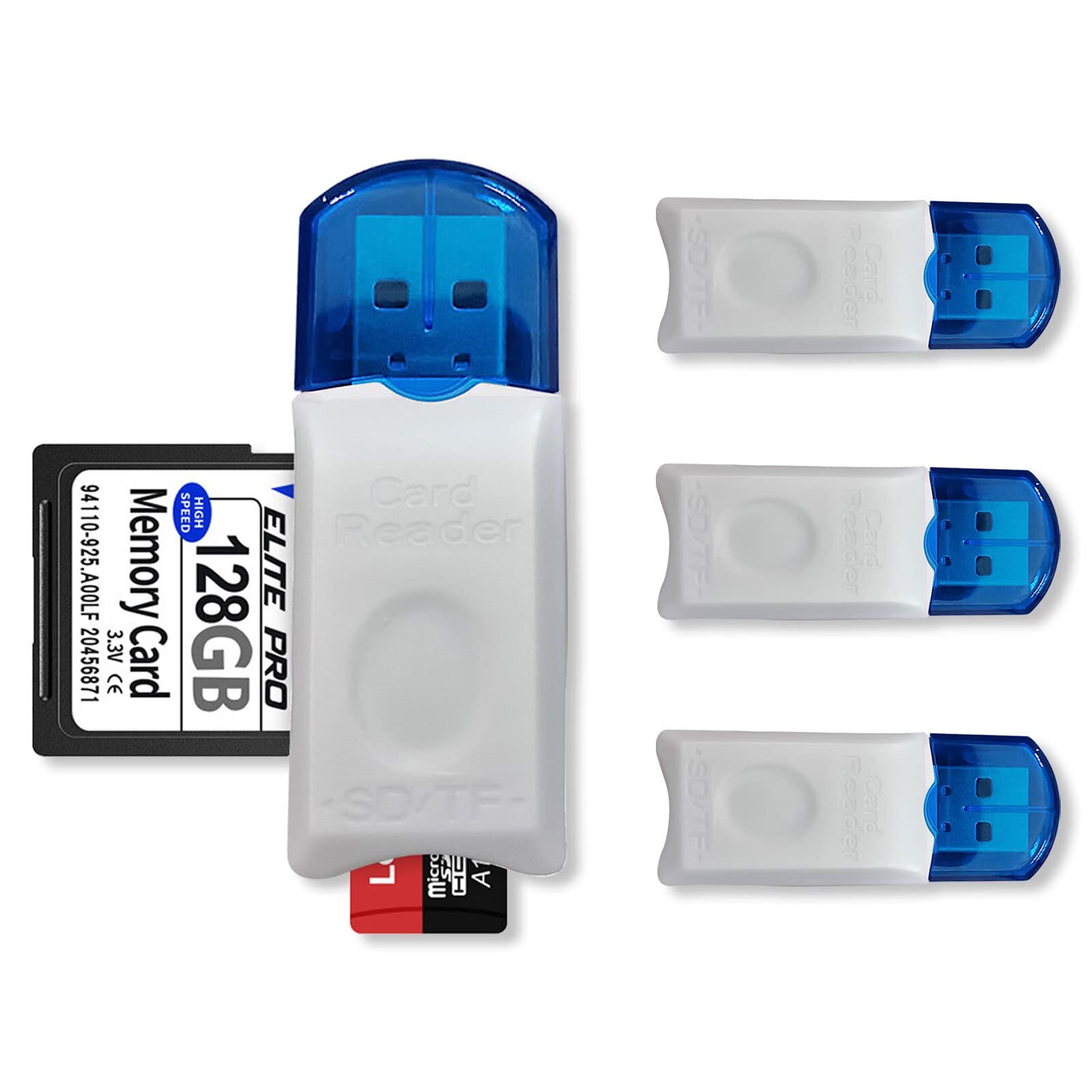 4 Pack USB SD Card Reader for PC, Micro SD Card to USB Adapter, Card Reader f...