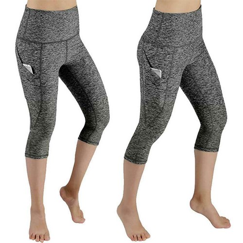 Womens 3/4 Capri Yoga Pants Pocket Fitness Gym Sport Cropped Leggings Stretch - Picture 15 of 23