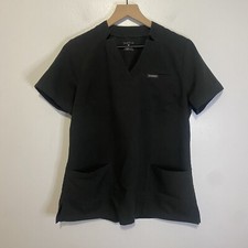 Jaanuu Women's 3 Pocket Black Scrub Top Size Medium