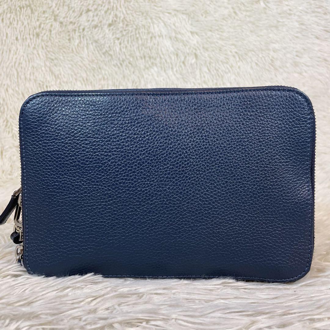 Prada Blue Clutch Bag with Triangle Logo, Second-Hand