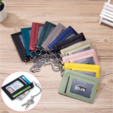 Unisex Slim RFID Credit Card Holder Mini Front Pocket Wallet Coin Purse Keychain