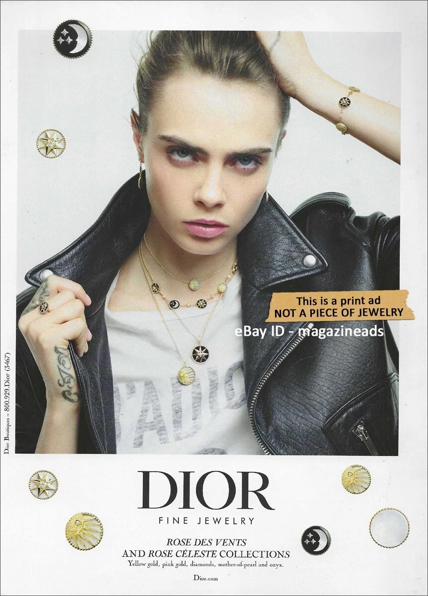 DIOR Beaux Bijoux 1 Page IMPRIMÉ AD 2020 CARA DELEVINGNE fille sexy en cuir