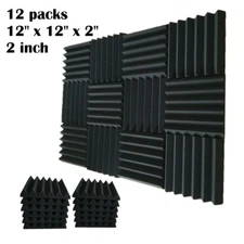 12 pcs 2x12x12 IN Premium Acoustic Foam Panel Tile Wall Record Studio Soundproof