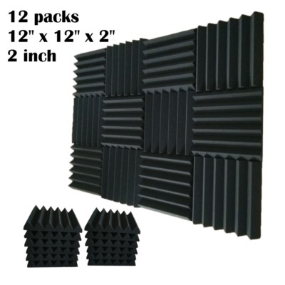#ad 12 pcs 2x12x12 IN Premium Acoustic Foam Panel Tile Wall Record Studio Soundproof $20.89