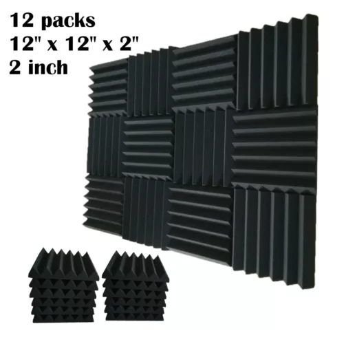 12 pcs 2x12x12 IN Premium Acoustic Foam Panel Tile Wall Record Studio Soundproof