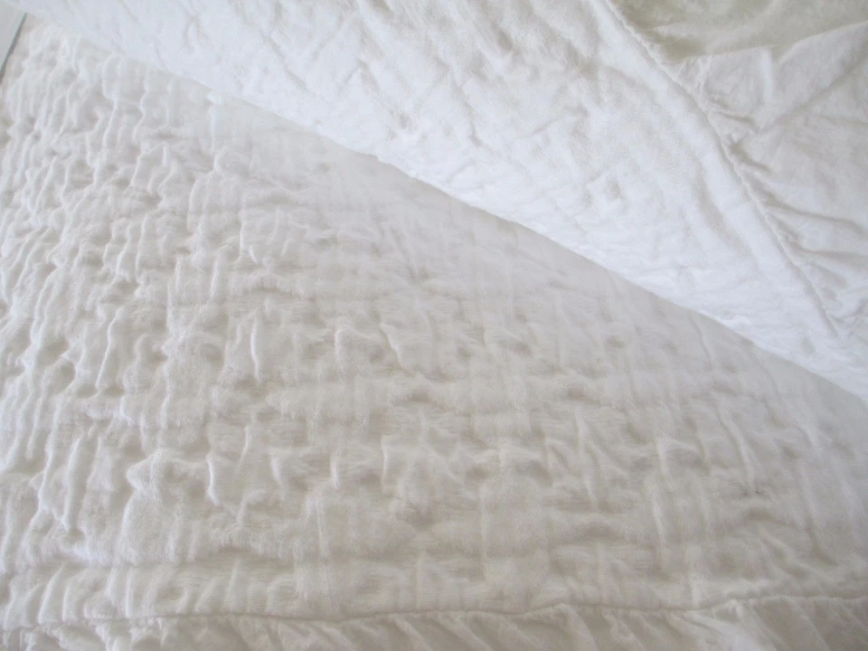 PIUBELLE PIU BELLE Portugal Algodón Encaje Volantes Blanco Matelasse Cobertor - REY Foto 4 de 4