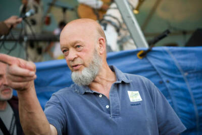 Michael Eavis gestures at Glastonbury Festival at Worthy Farm on J - Old Photo