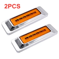 2x Amber Rectangle Marker Lights Trucks Trailer Side Fender Turn Signal Lights