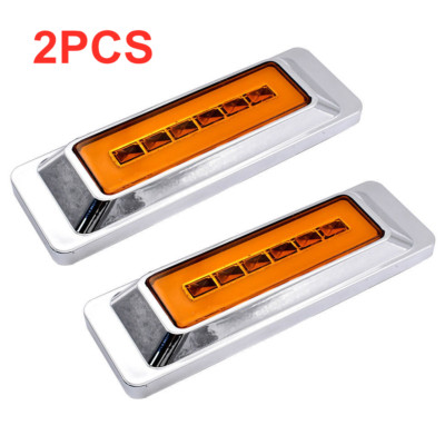 2x Amber Rectangle Marker Lights Trucks Trailer Side Fender Turn Signal ...