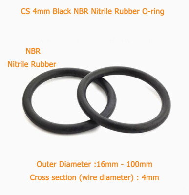 CS 4mm Black NBR Nitrile Rubber O-ring Oil Seal Gasket Outer Diameter 16mm-100mm