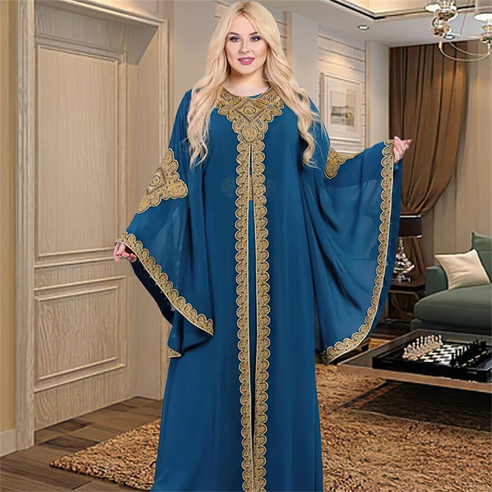 Women Evening Long Dress Set Dubai Elegant Robe Abaya Muslim Kaftan Gown  Wedding