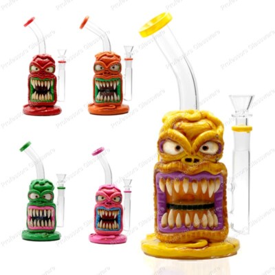 10'' Angry Monster Bong Window Honeycomb Percolator MULTIPLE COLORS Thick Quality