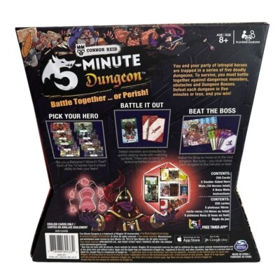 5 minute dungeon card sleeves Board Game INCOMPLETE Lot for Replacements Parts Game not included Ryker | Compatible with 5