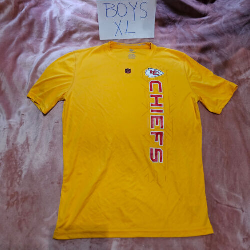 New Boys XL NFL Kansas City Chiefs Logo & Name Dri-Tek Gold Graphic Tee NWOT 18