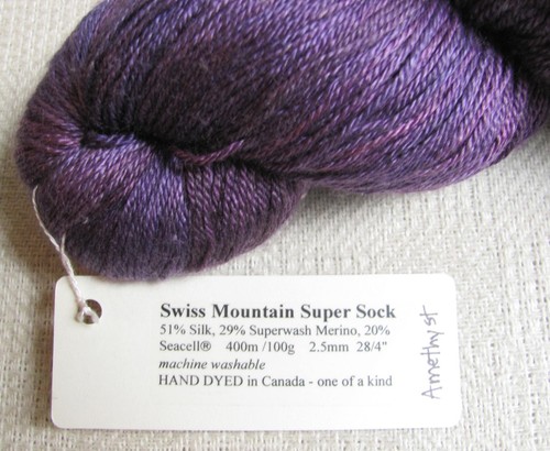 HAND MAIDEN Swiss Mountain Super Sock Yarn Silk Merino Wool 100 gr 400m Amethyst - Picture 2 of 2