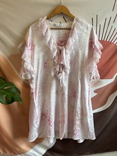 Vintage Christian Dior Pink Floral Ruffles Dress Nightgown Lingerie S M Petite