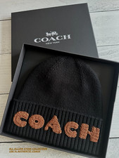 COACH BEANIE BLACK CM046 IN GIFT BOX 100 merino wool
