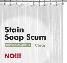 Plastic Shower Liner Clear - Premium PEVA Shower Curtain Liner with Rustproof Gr