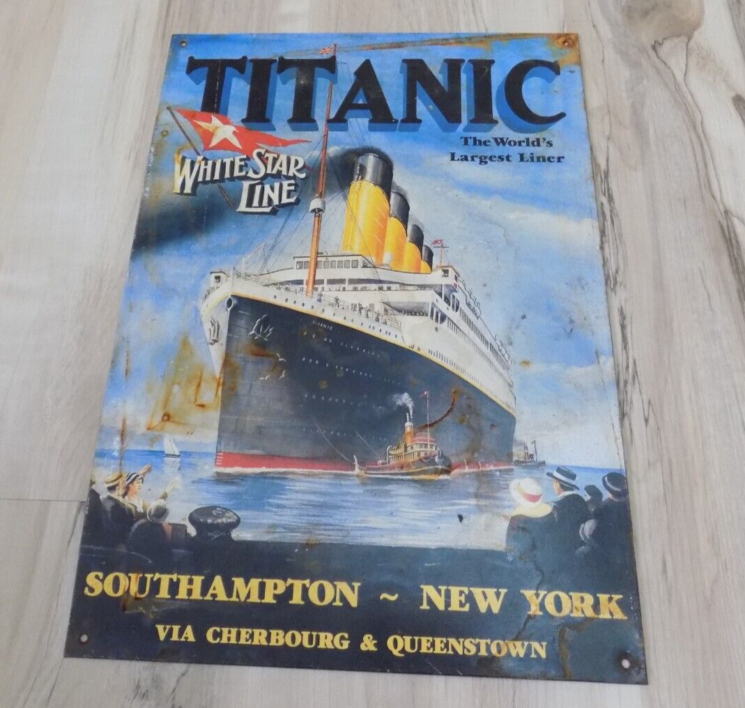 Tin Sign Titanic White Star Line Cruiseliner Nautical Wall Decor Metal Poster 