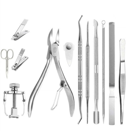 12Pack Stainless Steel Nail Treatment Foot Hands Pedicure Tool Clipper Kits C