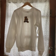 80s Embroidery Teddy Bear Sweatshirt Vintage Women  s Size Xl