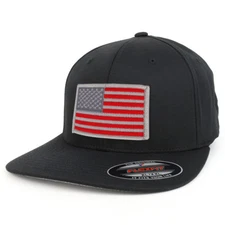 XXL USA American Flag Embroidered Iron On Patch Flexfit Cap
