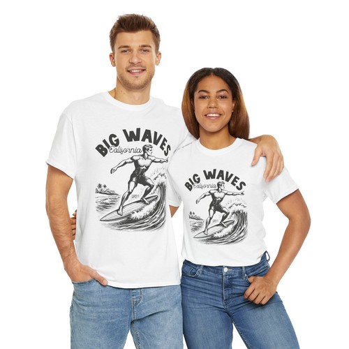 Beach Vibes T-Shirt | Summer Ocean Waves | Vintage Big Waves - California Shirt - Picture 5 of 73