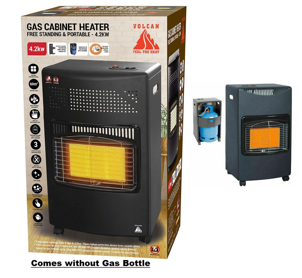 Portable Home Butane Fire Calor Gas Cabinet Heater With