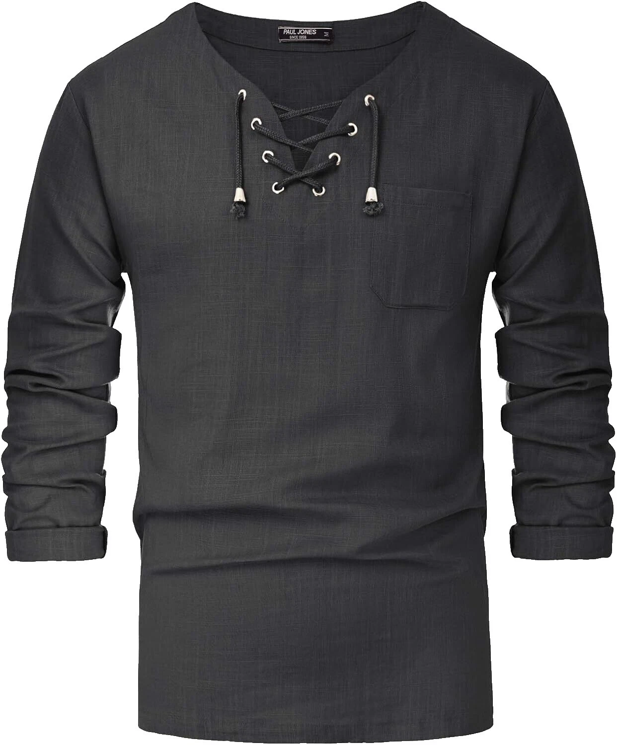 Paul Jones Linen Long Sleeve Casual Button-Down Shirts for Men