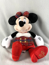 Minnie Mouse Christmas Holiday Plush Toy Doll 2013 Disney Store 16" Plaid Bow