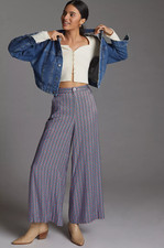 Anthorpologie Maeve Wide Leg Cropped Colette Trousers Pants Geometric New sz 8