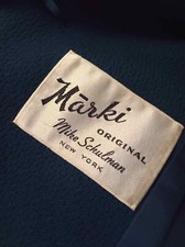 Classic Marki Ny Original Vtg 1940s Style Long Blue Wool Coat Womens Silver Sz M