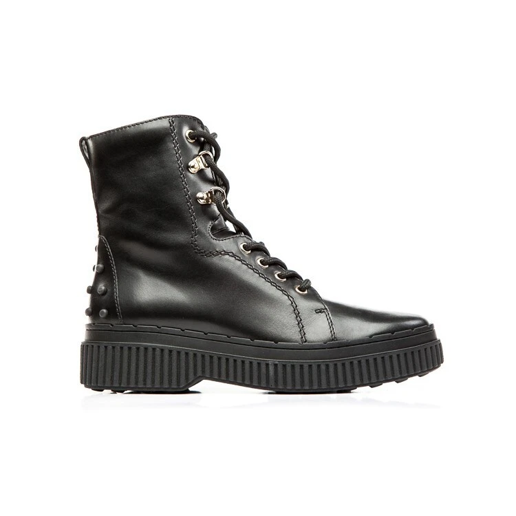 TOD’S TOD'S Stivaletti donna gomma con ciottoli in pelle nera lucida taglia EU 37 5