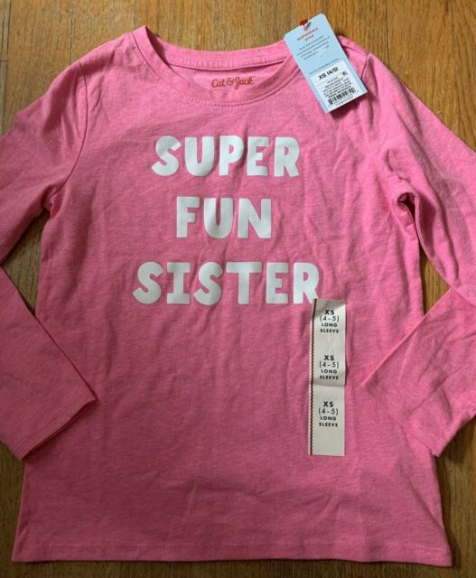 Cat & Jack Toddler Girls Super Fun Sister Long Sleeve T-shirt Pink 
