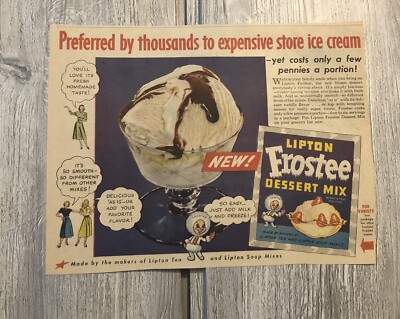 VTG Lipton Frostee Dessert Mix  Magazine Ad 0C25