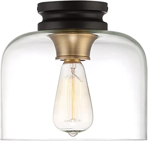 Vintage Bronze 1-Light Flush Mount Ceiling Light - 9" Wide - Picture 1 of 5