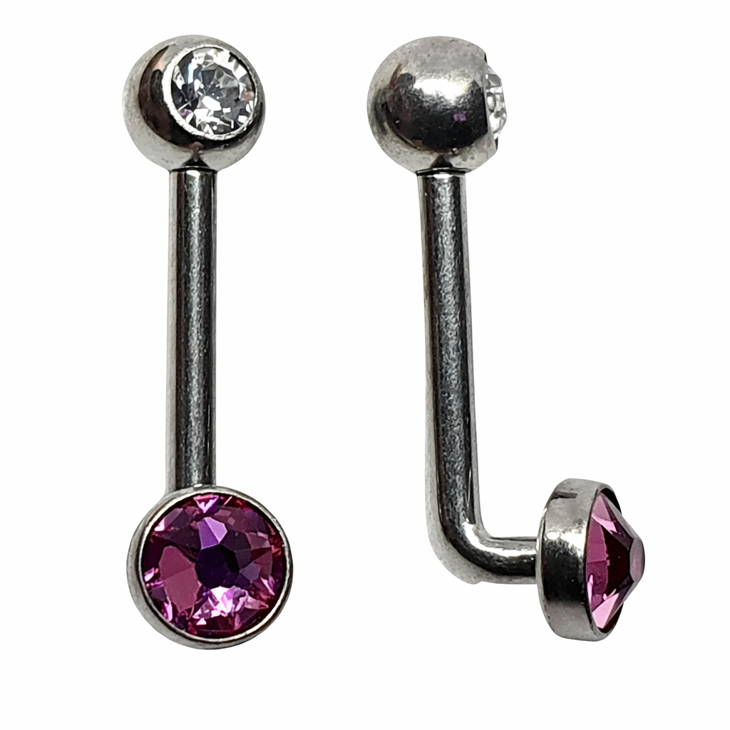 Titanium Christina Bar Fushia Pink CZ 14g Barbell VCH Vertical Clitoris Piercing